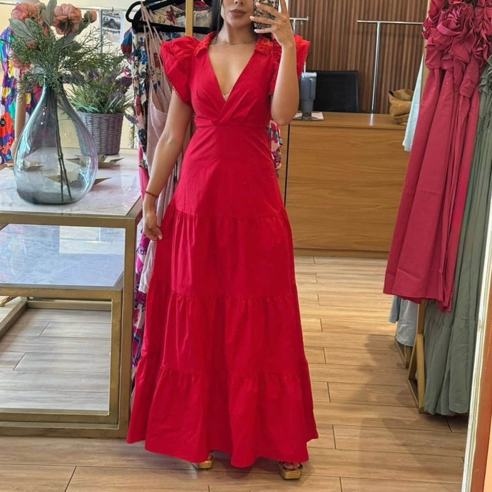 NWT tiered Red Maxi Dresss size M